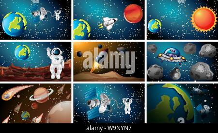 Set of various space scenes illustration Stock Vector Image & Art - Alamy