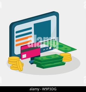 isometric online business concept vector illustration Stock Vector
