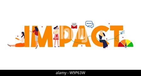 Impact have an affect influence. Impression act work of communication concept. Vector illustration Stock Vector