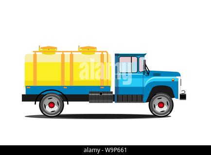 Tank truck. Retro car for the delivery of milk. Vector illustration Stock Vector