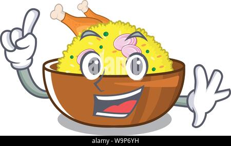 Finger chicken biryani with in cartoon shape Stock Vector