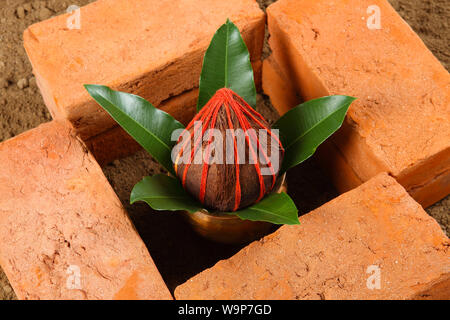 High angle view of Bhoomi Pujan Stock Photo