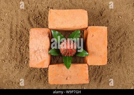 High angle view of Bhoomi Pujan Stock Photo