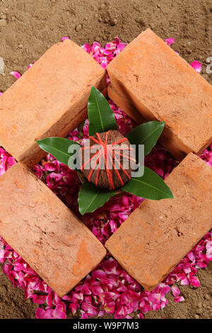 High angle view of Bhoomi Pujan Stock Photo