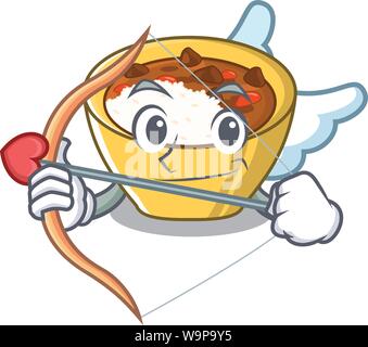 Cupid rice curry served in mascot containers Stock Vector