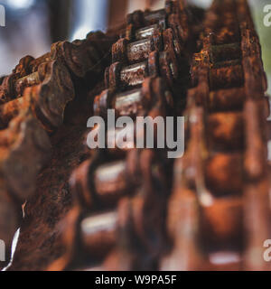 Close up of rusty chains from old bicycle Stock Photo