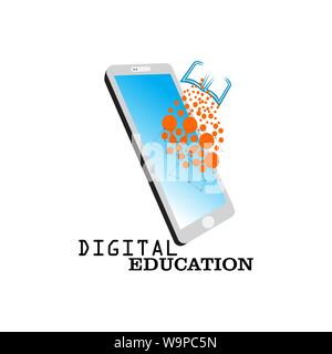 Online education logo, video course, global community, exam preparation, distance learning, science study, scholarship concept, graduation degree cert Stock Vector