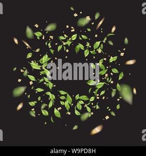 Green Flying Leaves Stock Vector