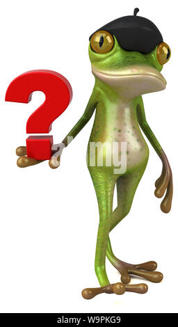 Fun french frog - 3D Illustration Stock Photo