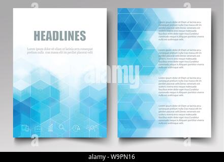 Light blue hexagons and triangles.Translucent mosaic background.Template design brochures,flyers,booklet,report.Vector eps10 Stock Vector