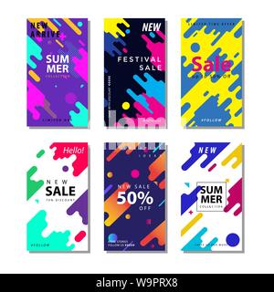 set sale banner background with dynamic rounded shapes element . Suitable for banner sale, presentation, social media stories, story, promotion, flyer Stock Vector