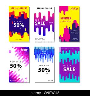 set sale banner background with dynamic rounded shapes element . Suitable for banner sale, presentation, social media stories, story, promotion, flyer Stock Vector