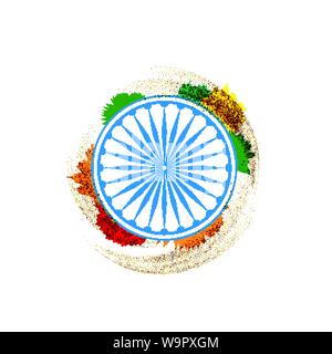 Ashok Chakra in Indian tricolor background Stock Vector