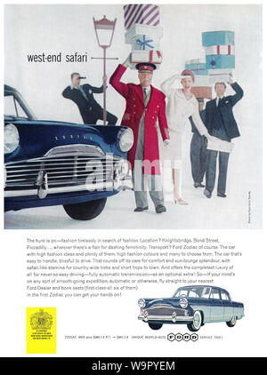 1960 British advertisement for the Ford Zodiac motor car. Stock Photo