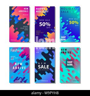 set sale banner background with dynamic rounded shapes element . Suitable for banner sale, presentation, social media stories, story, promotion, flyer Stock Vector