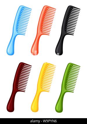 Colorful cartoon brown comb set Stock Vector