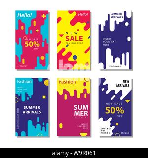 set sale banner background with dynamic rounded shapes element . Suitable for banner sale, presentation, social media stories, story, promotion, poste Stock Vector