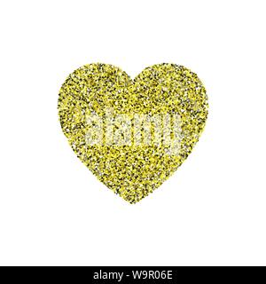 Gold glitter heart sign sparkles isolated on white background. Stock Vector