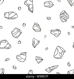 Outline stone. Seamless pattern. White background Vector illustration Stock Vector