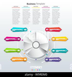 Modern paper infographics in a pie chart for web, banners, mobile applications, layouts etc. Vector eps10 illustration Stock Vector
