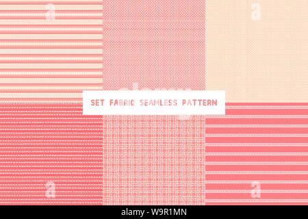 Set of natural fabric texture. Vector seamless pattern surface design. Cute collection backgrounds Stock Vector