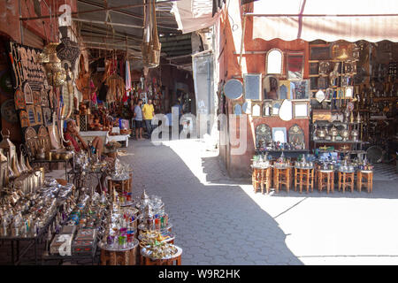 Goods fo Sale in Lanes of Medina Bazaar - Marrakesh, Morocco Stock Photo