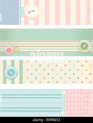 Set of vector banners in shabby chic style Stock Vector