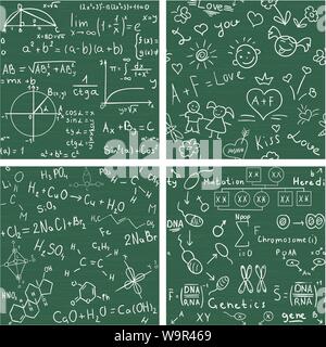Education - set with four seamless vector backgrounds Stock Vector