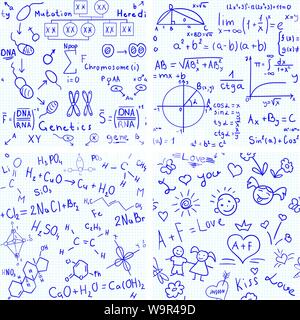 Education - set with four seamless vector backgrounds Stock Vector