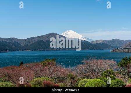 Ashi Lake, Mount Fuji at the back, Hakone, Fuji-Hakone-Izu National Park, Japan Stock Photo