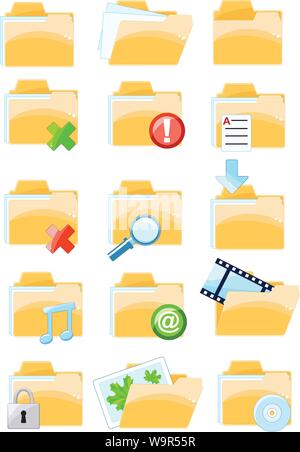 Collection of vector folder icons for design Stock Vector