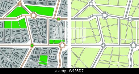 Collection of seamless vector patterns - city map Stock Vector