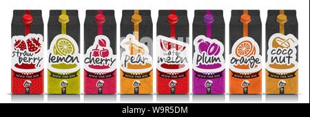 Ready design vector juice, fruit package set Stock Vector