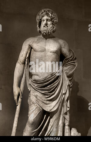 Aesculapius 2nd century AD, after an original created in the first half of the fourth century BC by Timotheos ,Marble, Roman, Rome, Italy ( Asclepius God of medicine, healing, rejuvenation and physicians ) Stock Photo