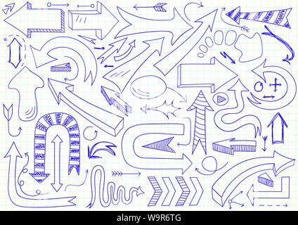 Collection of 61 different vector doodle arrows. Can be used for web design Stock Vector
