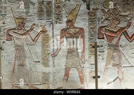 The Valley of the Kings near Luxor in Egypt: inside the tomb of Ramses III Stock Photo