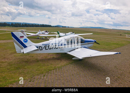 Robin Aircraft, DR 400-180R Remo, cranked wing configuration, plane for glider tug work, Wasserkuppe airfield, Gersfeld, Fulda, Rhoen, Hesse, Germany Stock Photo