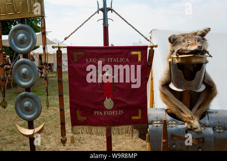 romans festival, roman fort Abusina, guidon, Eining, Bad Goggingen, Neustadt an der Donau, Bavaria, Germany Stock Photo