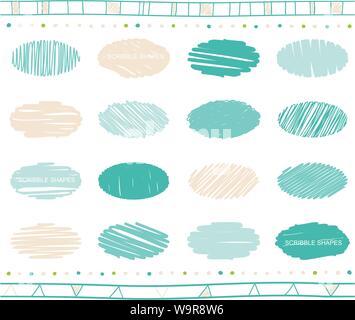 Vector collection of ellipse scribbled elements in hand drawn style Stock Vector