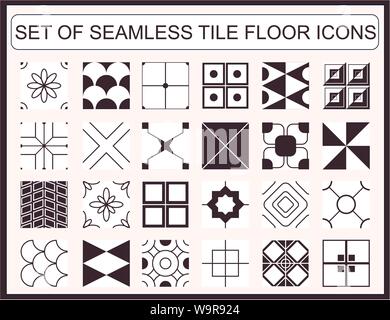 Collection of seamless tile floor icons Stock Vector