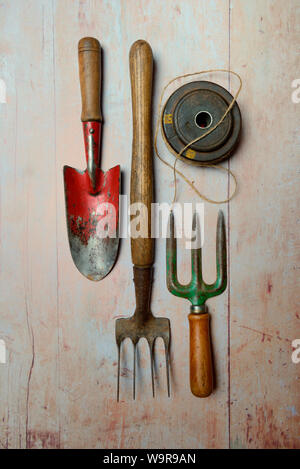 several gardening tools Stock Photo