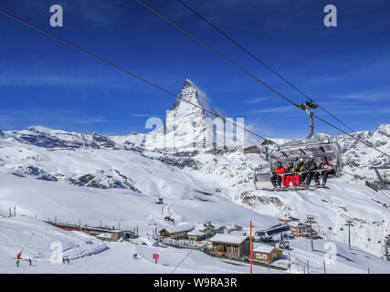 Matterhorn, Gifthittli-Seilbahn, Wallis, Schweiz Stock Photo