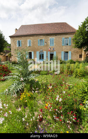 Village of Limeuil, France. Picturesque view of Limeuil’s mairie and post office. Stock Photo