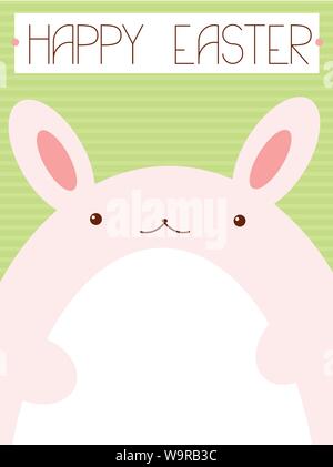 Vector background with pink Easter rabbit and white egg on green background Stock Vector