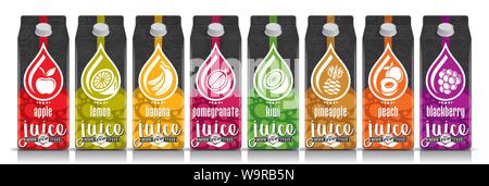 Ready design vector juice, fruit package set Stock Vector