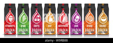 Ready design vector juice, fruit package set Stock Vector