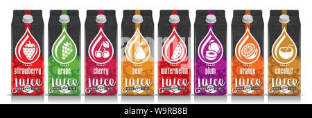 Ready design vector juice, fruit package set Stock Vector