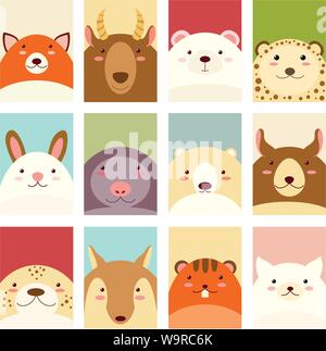 Banner, background, flyer, placard in hand drawn style with cute animals. Poster for scrapbooking. Vector template card for greeting, decoration, cong Stock Vector