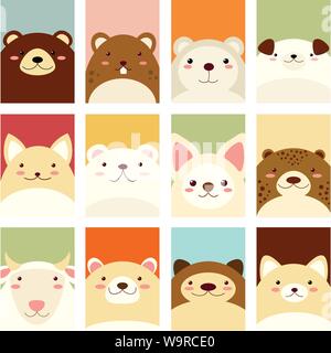 Banner, background, flyer, placard in hand drawn style with cute animals. Poster for scrapbooking. Vector template card for greeting, decoration, cong Stock Vector
