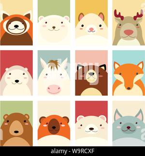 Banner, background, flyer, placard in hand drawn style with cute animals. Poster for scrapbooking. Vector template card for greeting, decoration, cong Stock Vector